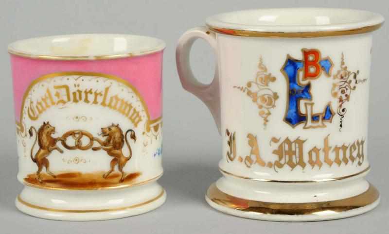 Appraisal: Lot of Fraternal Shaving Mugs Includes one with two lion's