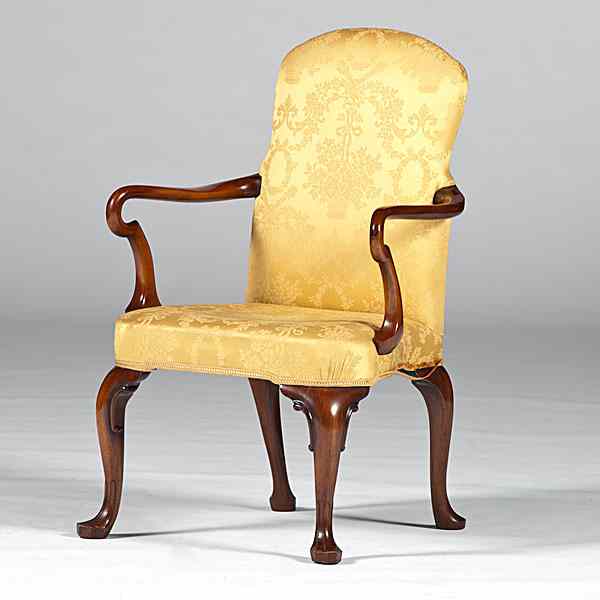 Appraisal: English Shepherd's Crook Open Armchair English A mahogany shepherd's crook