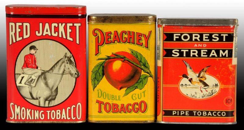 Appraisal: Lot of Vertical Pocket Tobacco Tins Description Forrest Stream duck