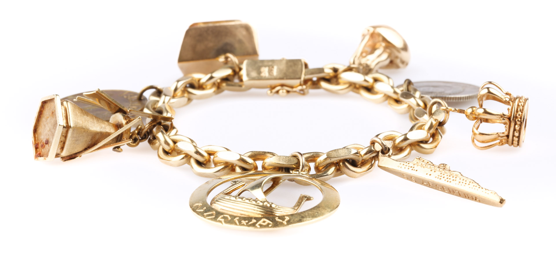 Appraisal: A Charm Bracelet in Karat Gold K solid square link