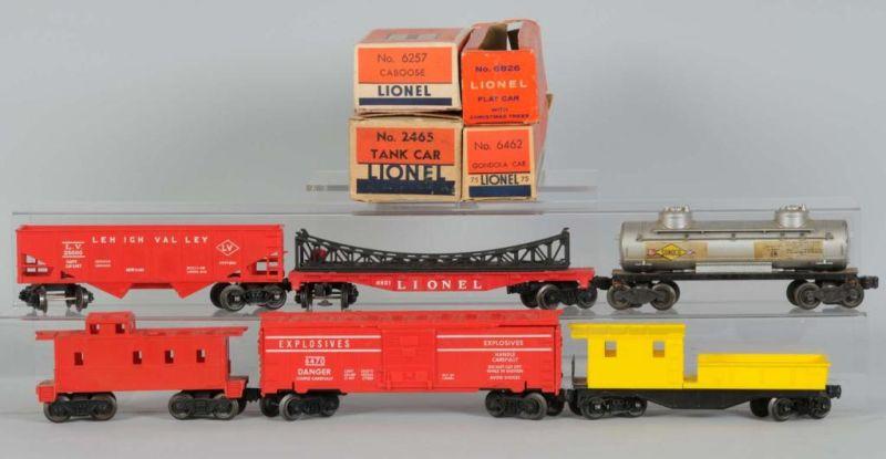 Appraisal: Lot of O-Gauge Freight Cars Description Post-war Includes red-painted gondola