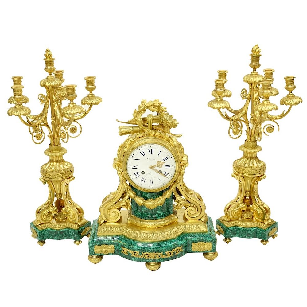 Appraisal: Louis Philippe Clock Garniture Impressive Louis-Philippe Period Lepine French Louis