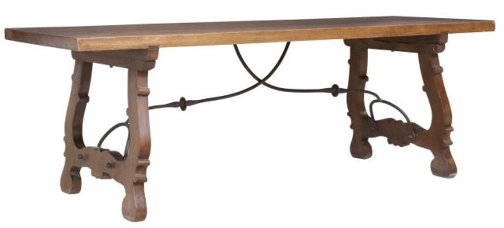 Appraisal: Spanish Baroque style walnut table early th c having thick