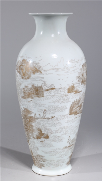 Appraisal: Chinese white glazed porcelain vase with allover gilt designs of