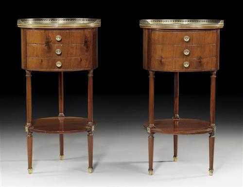 Appraisal: PAIR OF MAHOGANY DRUM SHAPED GU RIDONS Directoire style end