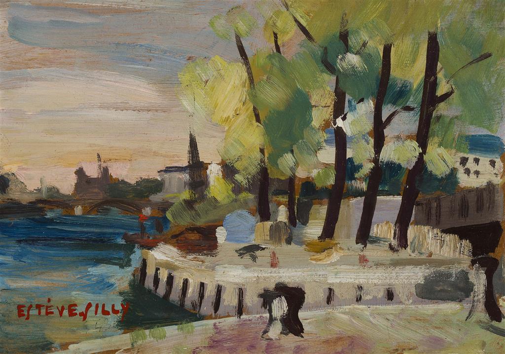 Appraisal: JEAN ESTEVE-SILLY FRENCH - SEINE LANDSCAPE Signed oil on board