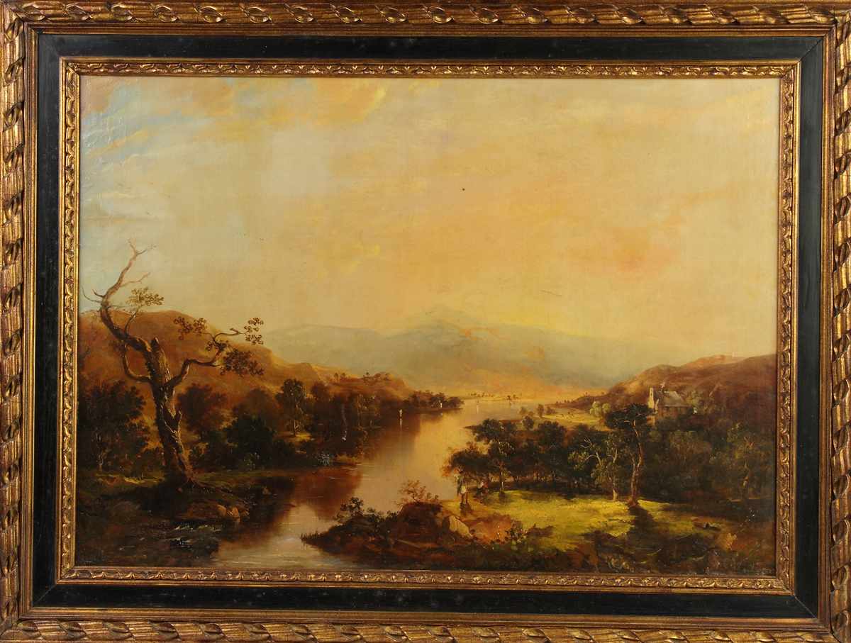 Appraisal: th Cent European Landscape Unsgn O C Condition Relined some