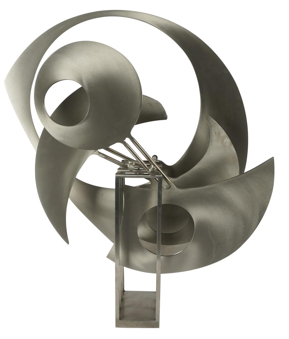 Appraisal: BRUCE STILLMAN B ABSTRACT KINETIC SCULPTURE steel signed and dated