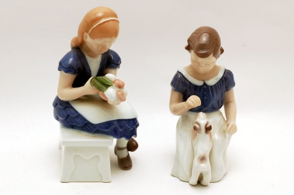 Appraisal: Two Bing Grondahl figurines one of girl with puppy marked