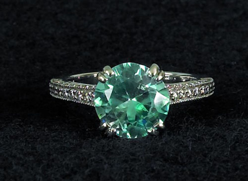 Appraisal: K white gold diamond and aquamarine ring with round cut