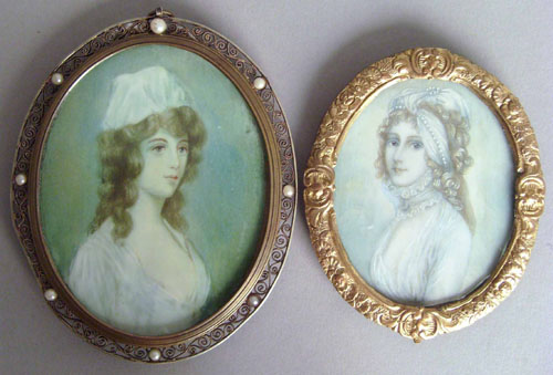 Appraisal: Two watercolor portrait miniatures th c