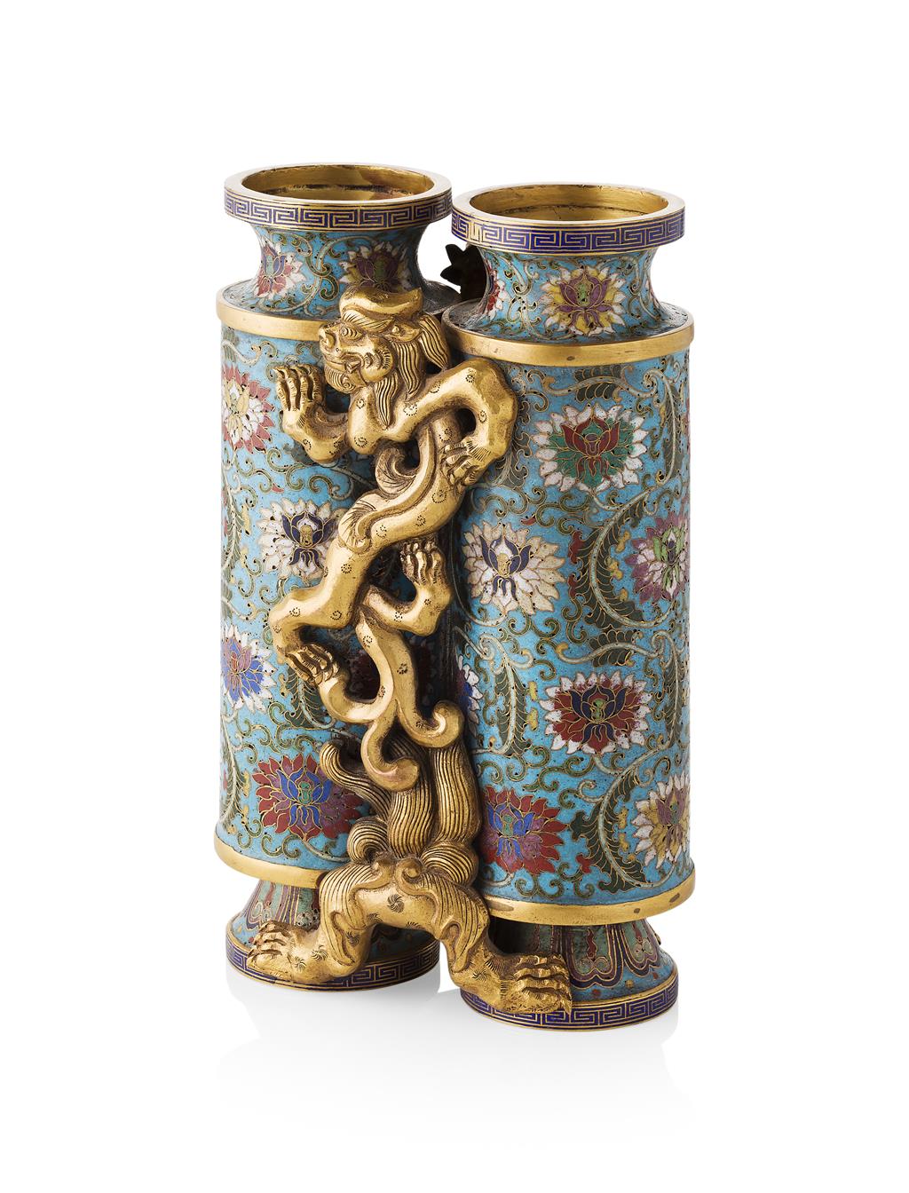 Appraisal: CLOISONN ENAMEL AND GILT-BRONZE 'CHAMPION' VASE QING DYNASTY TH CENTURY