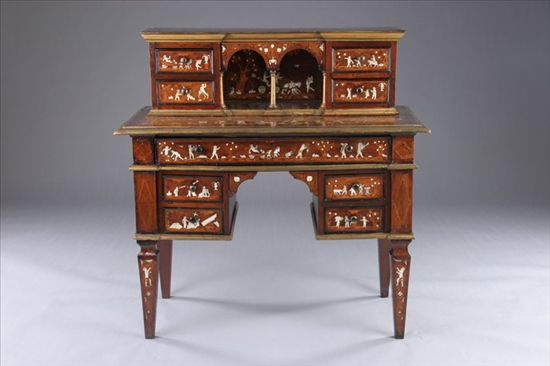 Appraisal: ITALIAN NEOCLASSICAL STYLE MARQUETRY AND BONE-INLAID PARCEL-GILT DESK th century