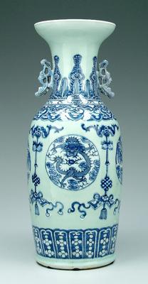 Appraisal: Chinese celadon porcelain vase openwork handles rondels of dragon and