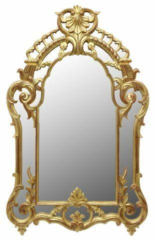 Appraisal: French Louis XV style giltwood mirror th c palmette crest