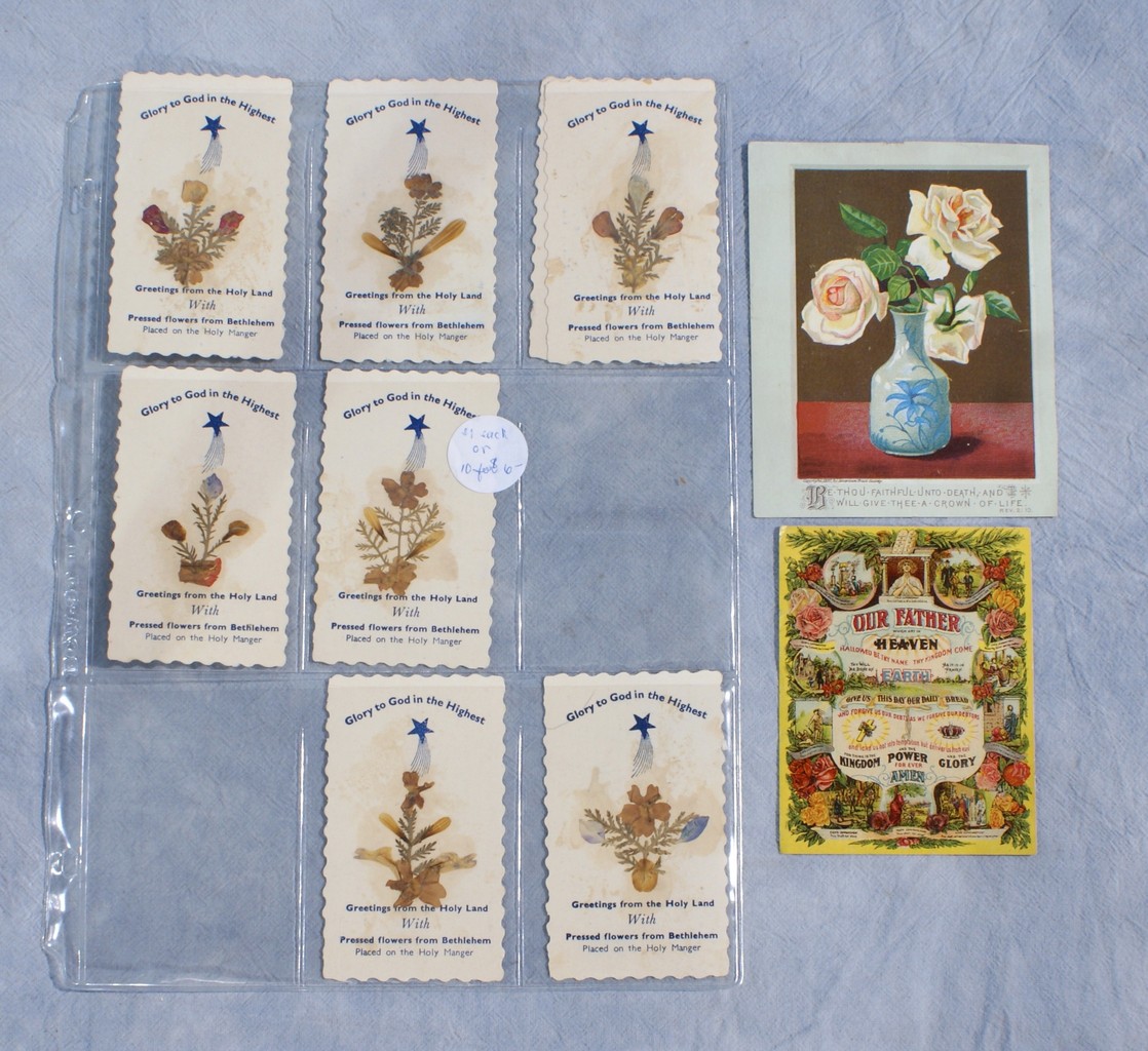 Appraisal: Religious Berean lesson pictures attendance cards prayer cards over pieces