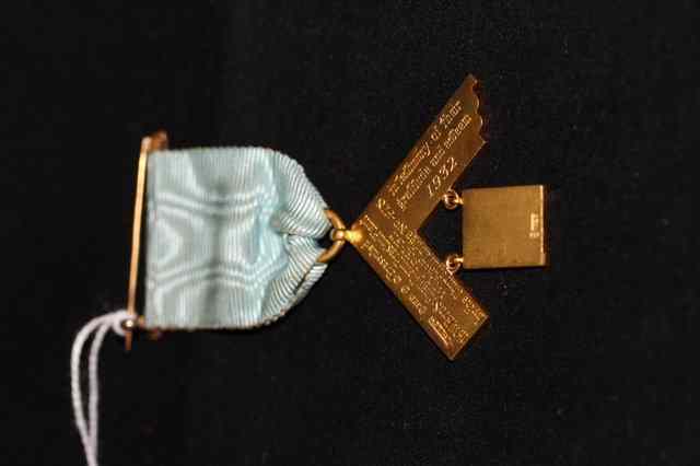 Appraisal: ct GOLD MASONIC MEDAL awarded to W Bro Sydney Glenn