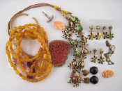 Appraisal: A mixed lot comprising an amber necklace approx cm an