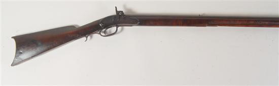 Appraisal: Full Stock Percussion Kentucky Style Rifle In approximately caliber Lock