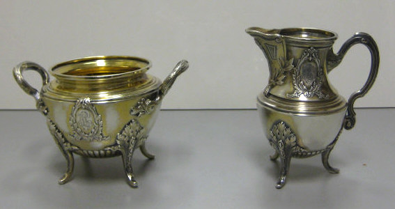 Appraisal: FRENCH GILT SILVER CREAMER AND SUGAR SET Two-piece demitasse set