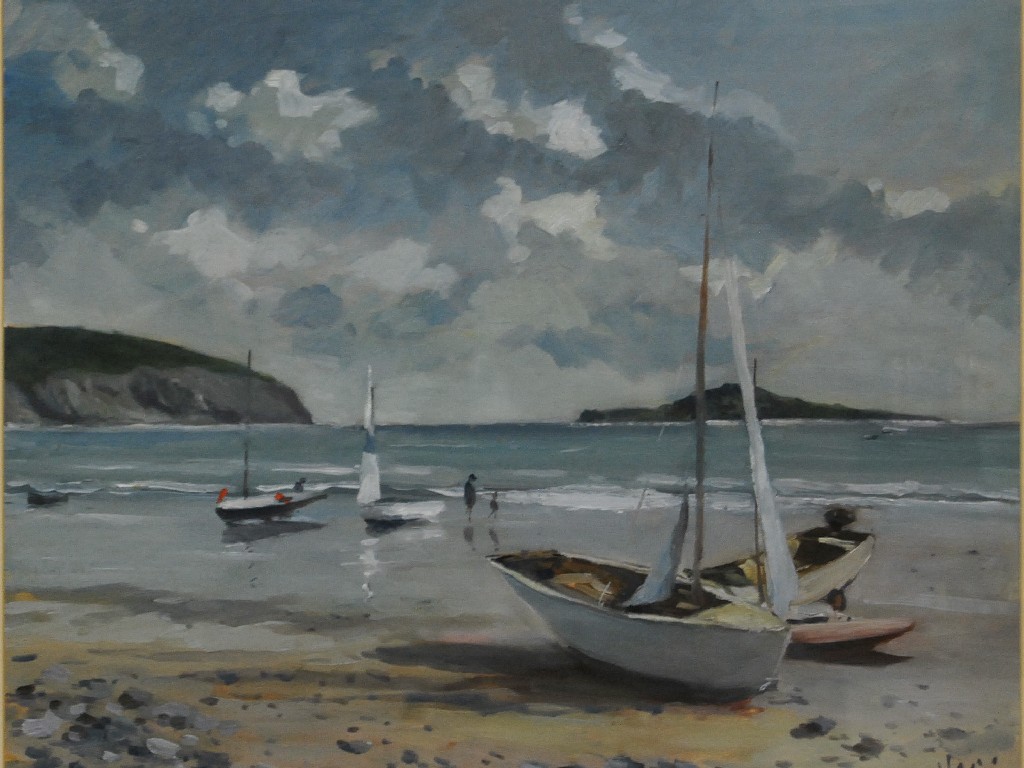 Appraisal: Hogg - 'Beached boat Aberdaron North Wales' oil on canvas