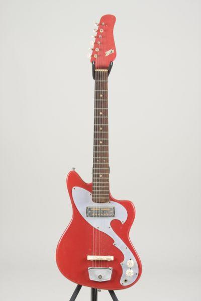 Appraisal: Zenon Electric Guitar bright red finish one pickup applied plastic