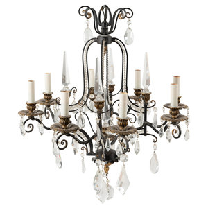 Appraisal: A French Style Parcel Gilt Metal and Glass Eight-Light Chandelier