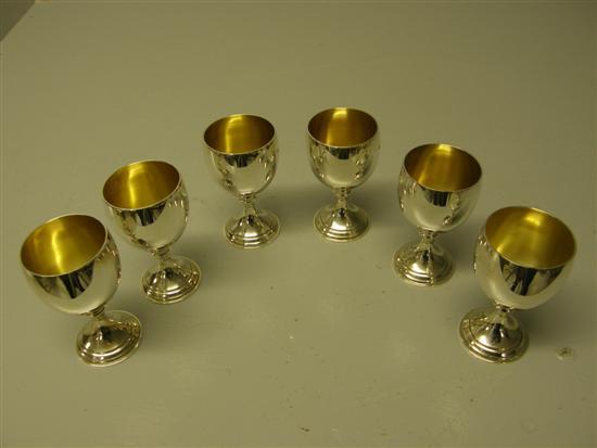 Appraisal: Six modern silver goblets on round bases maker's mark for