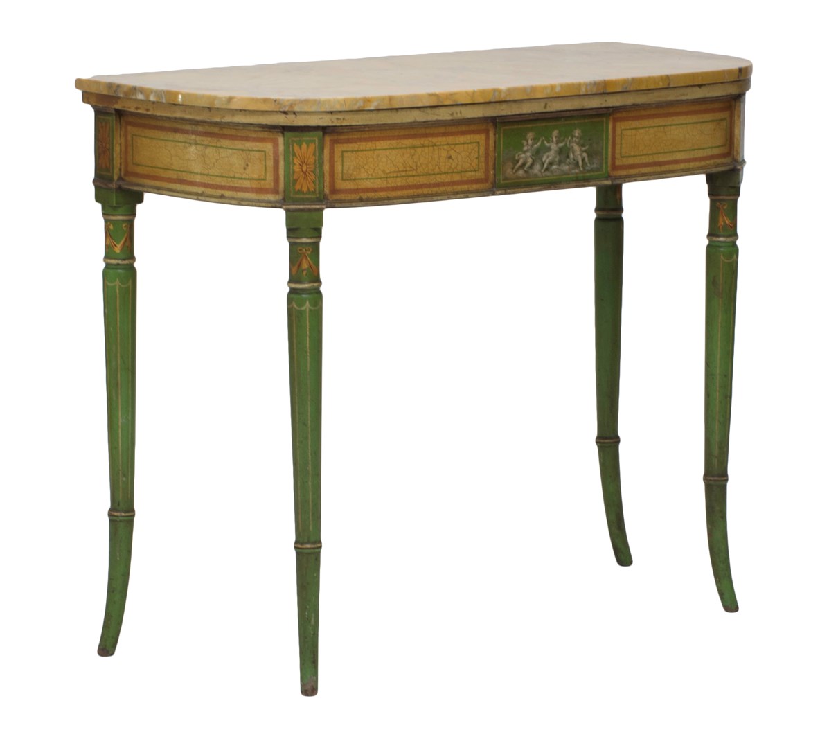 Appraisal: A Regency style side table with Siena marble top on