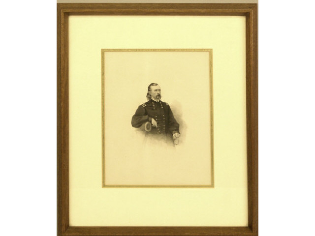 Appraisal: Framed and matted steel engraving of George Armstrong Custer as