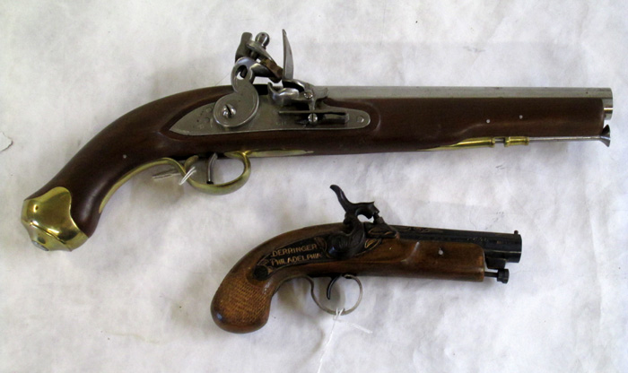 Appraisal: TWO BLACK POWDER PISTOLS flintlock Tower pistol caliber round barrel