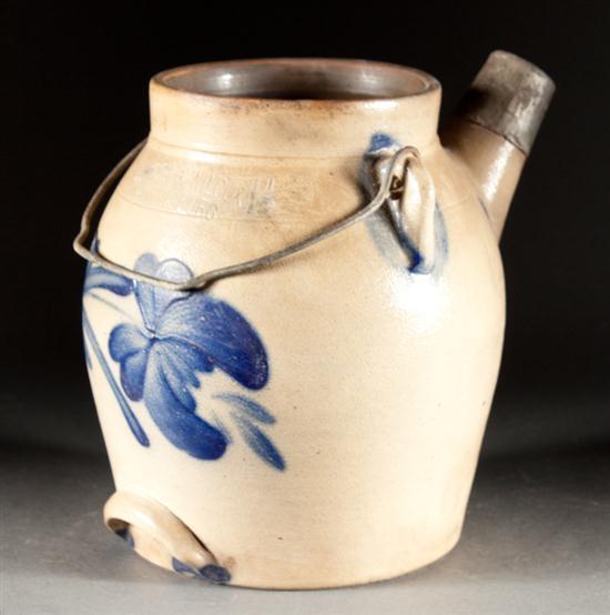 Appraisal: American cobalt decorated salt-glazed stoneware batter crock of gallon capacity