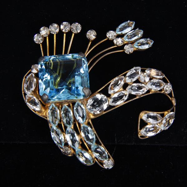 Appraisal: Fred A Block Sterling Blue Clear Stone Brooch Pin H