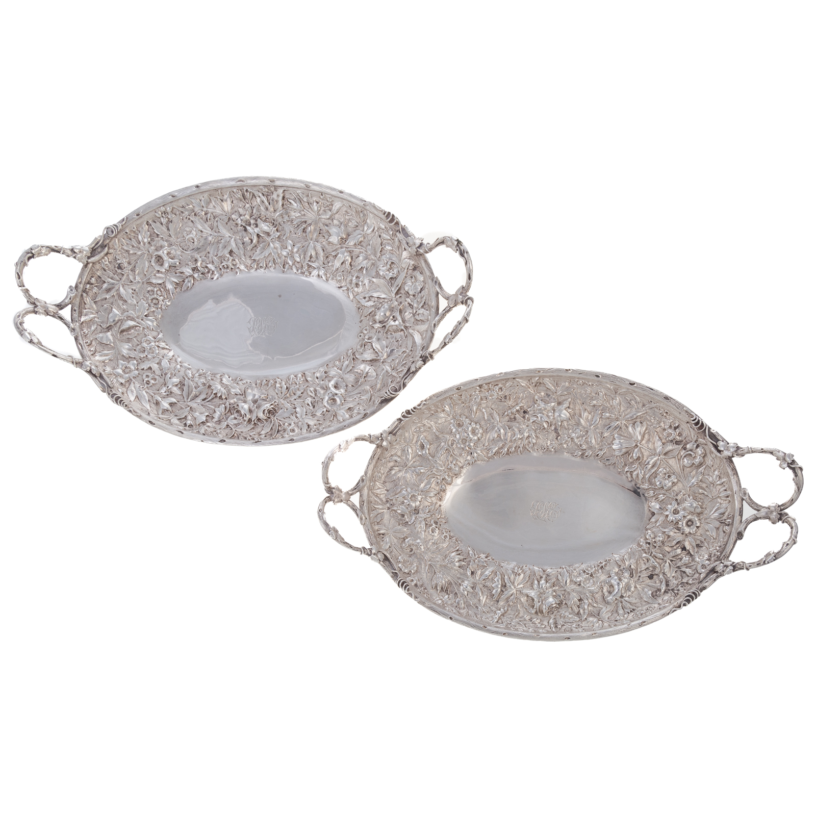 Appraisal: A PAIR OF S KIRK SON SILVER REPOUSSE SERVING DISHES