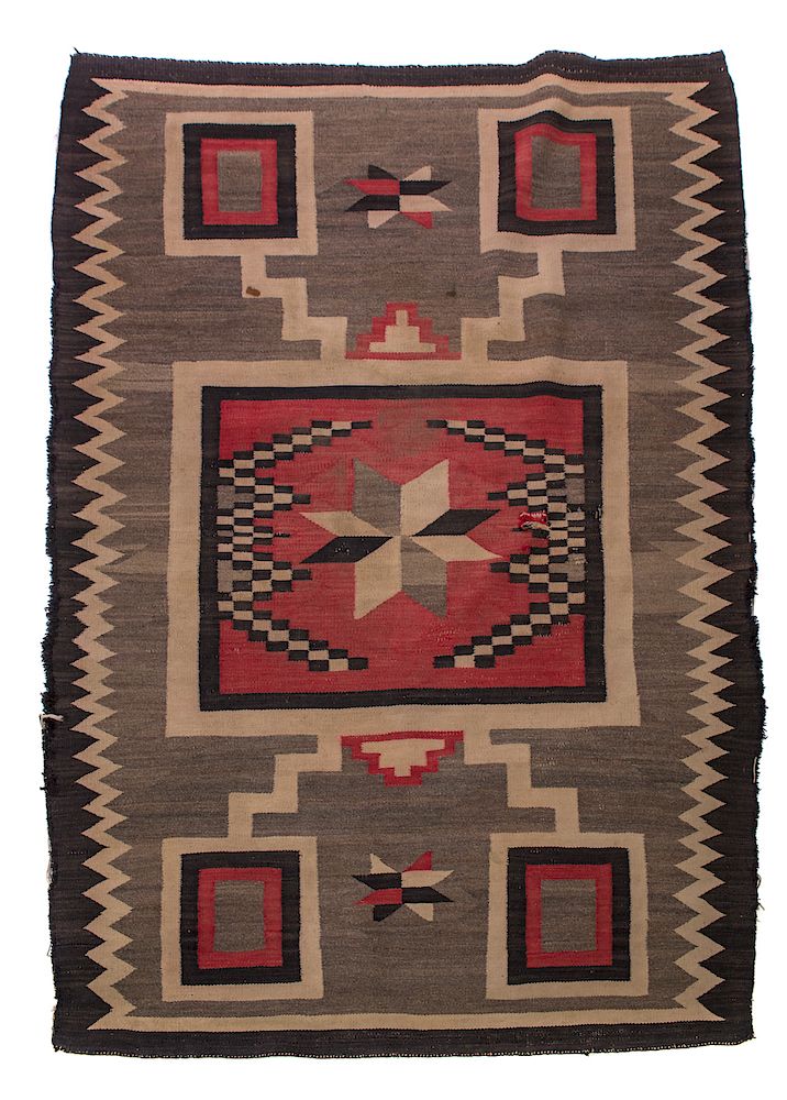 Appraisal: Navajo Squashed Vallero Storm Pattern Rug Measures tall wide Good