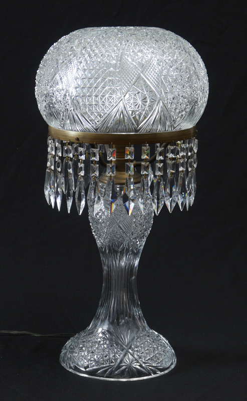 Appraisal: BOHEMIAN CUT GLASS CRYSTAL LAMP Contemporary cut glass base single