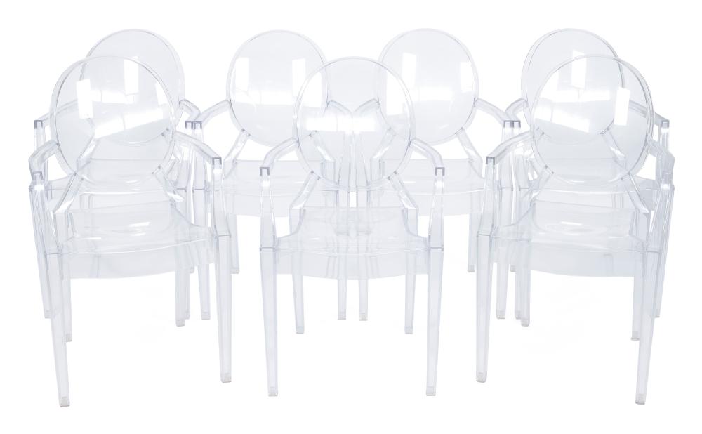 Appraisal: SET OF SEVEN CLEAR LUCITE GHOST CHAIRS LATE TH CENTURY