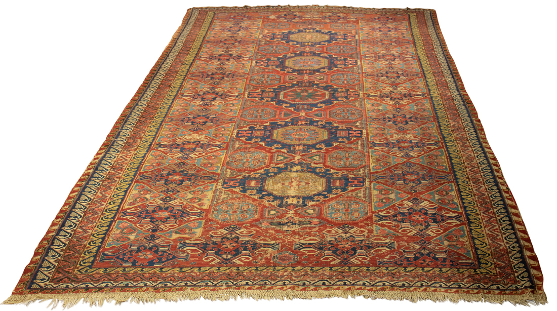 Appraisal: AN ANTIQUE CAUCASIAN SOUMAK CARPET An Antique Caucasian Soumak carpet