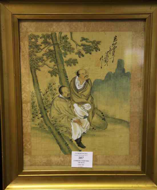 Appraisal: Chinese School early th century painting on silk two sages