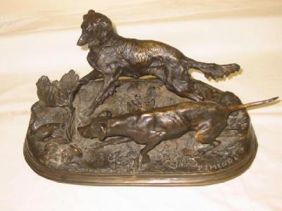 Appraisal: A BRONZE FIGURAL GROUP signed P J Mene Chase a