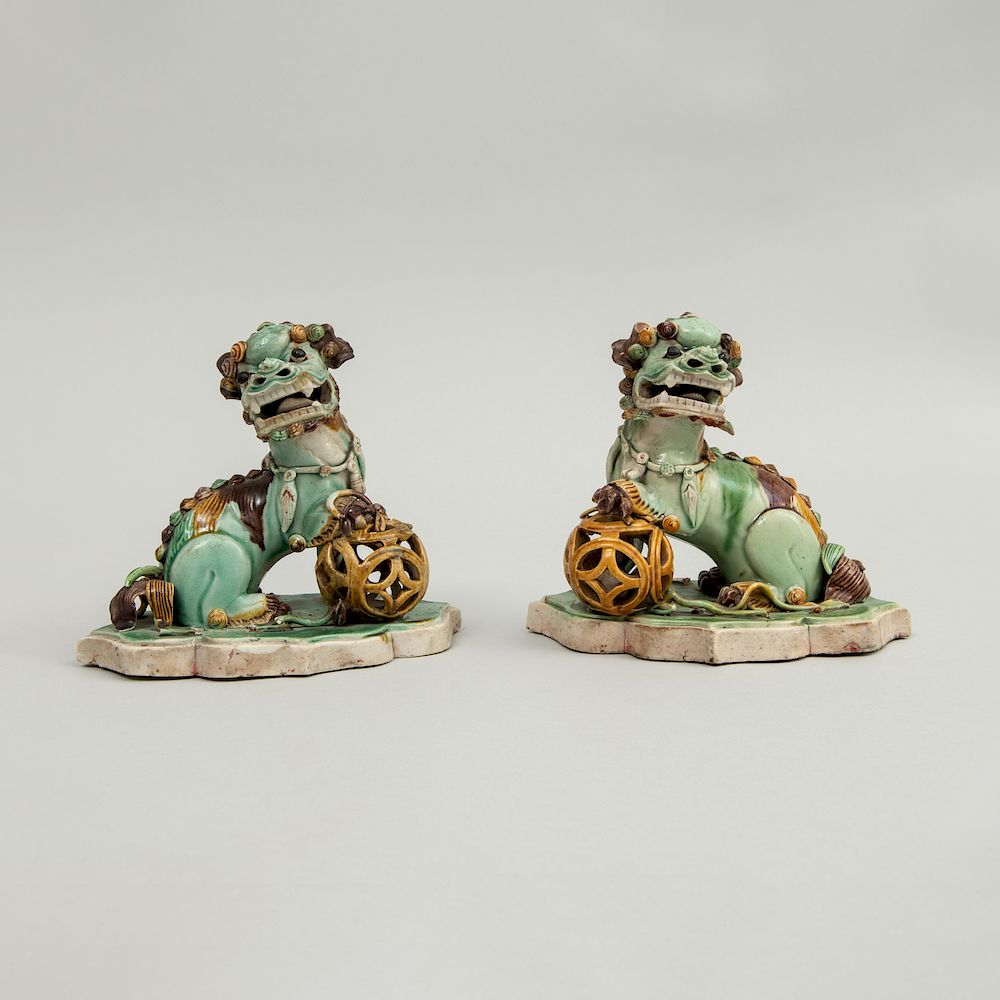 Appraisal: Small Pair of Chinese Famille Verte Porcelain Figures of Buddhistic