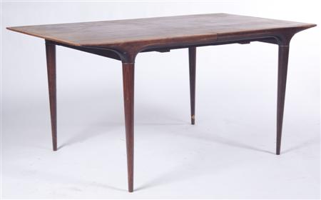 Appraisal: A B SEFFLE SWEDEN EXTENDING DINING TABLE CIRCA rosewood the