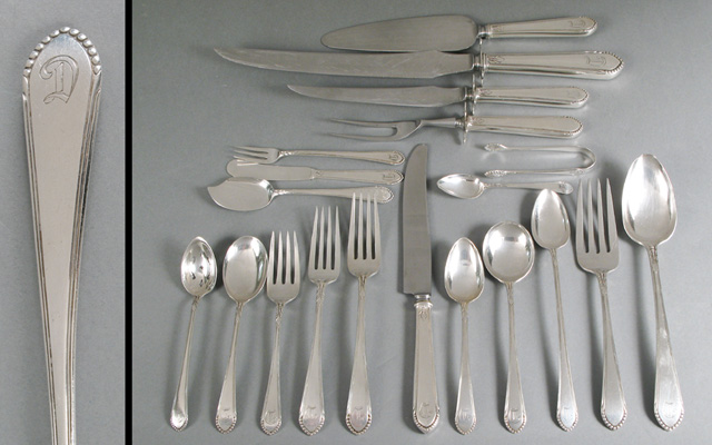 Appraisal: PIECE LUNT STERLING FLATWARE SET in the Treasure pattern Includes