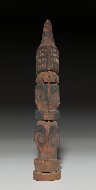 Appraisal: Northwest Coast-style totem carved and painted wood w x h