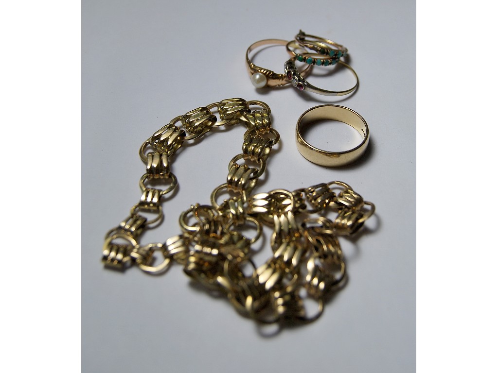 Appraisal: Yellow metal fancy linked necklace not hallmarked to w wedding