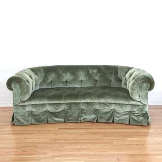 Appraisal: Nice button tufted kidney-shape parlor sofa th c possibly DeAngelis