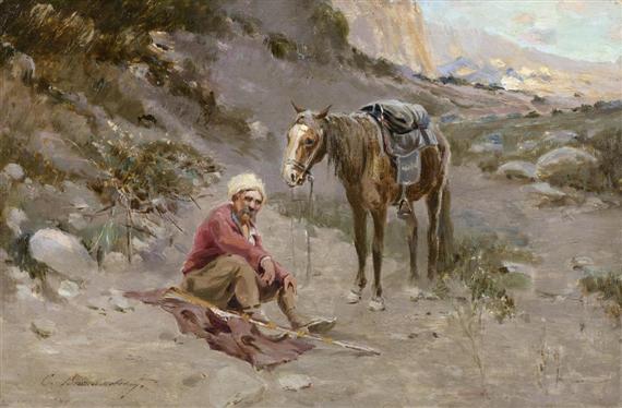 Appraisal: VASIL'KOVSKY SERGEI IVANOVICH Izjum - Charkiv Gaidamak Cossack resting with