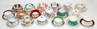 Appraisal: ENGLISH ITALIAN PORCELAIN TEA CUPS SAUCERS ENGLISH ITALIAN PORCELAIN TEA