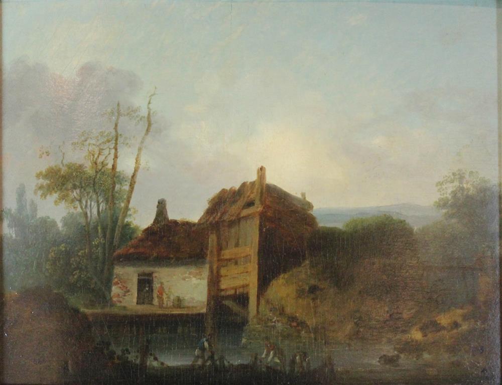 Appraisal: CONTINENTAL SCHOOL TH CENTURY MILL WITH FIGURES IN THE FOREGROUND