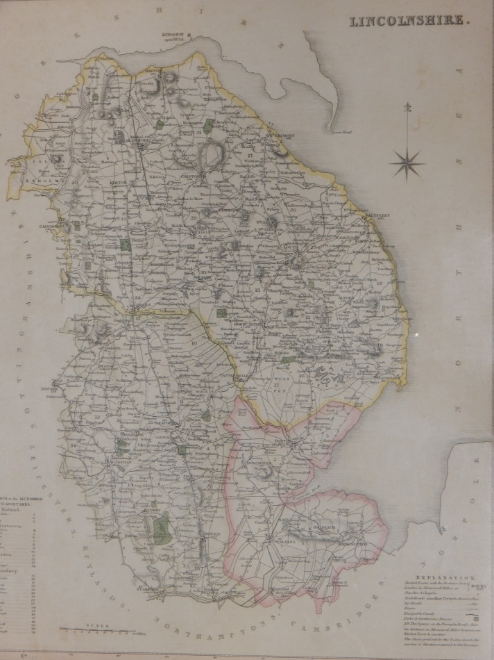 Appraisal: A thC coloured map of Lincolnshire published in by T